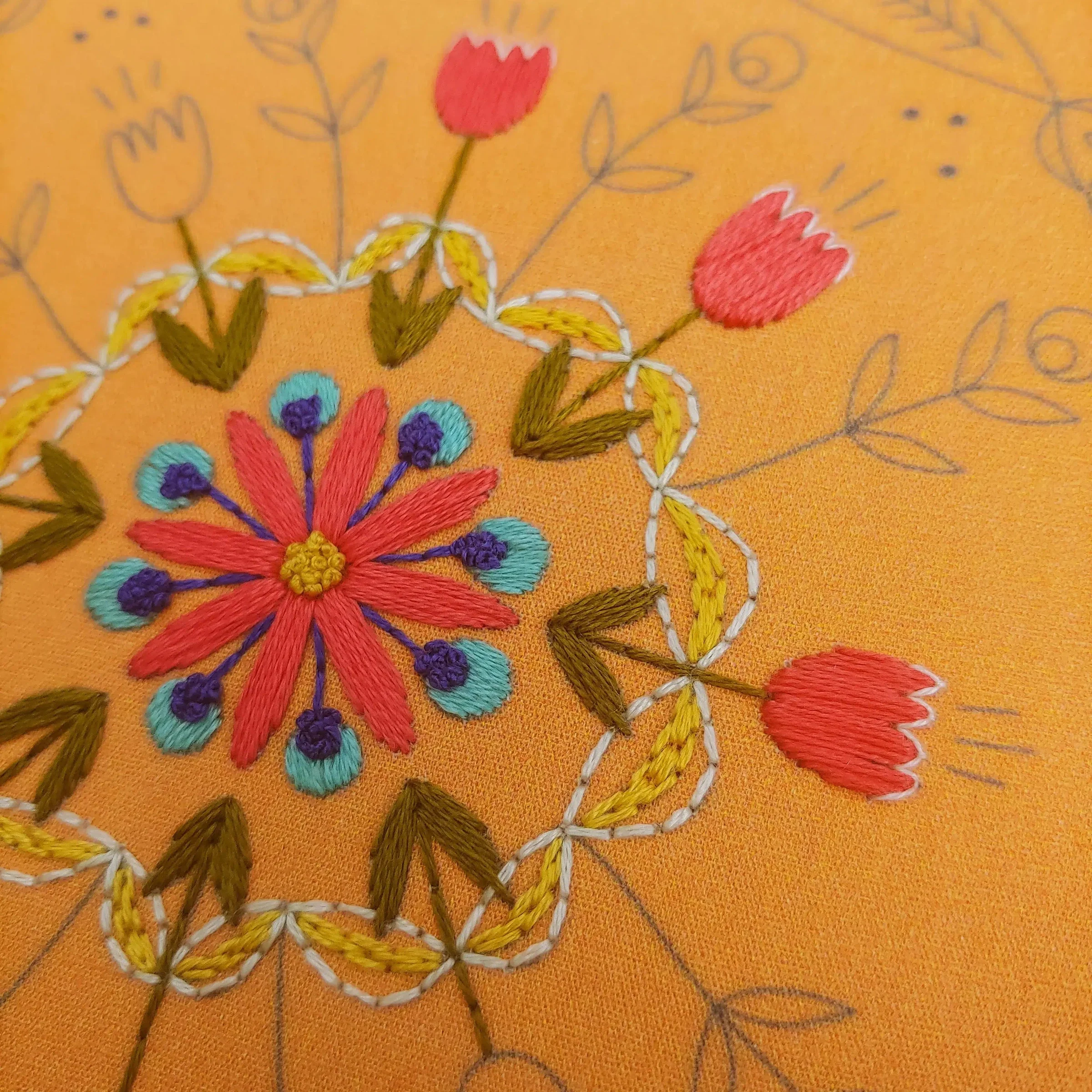 Tangerine Mandala Embroidery Kit - Image 2