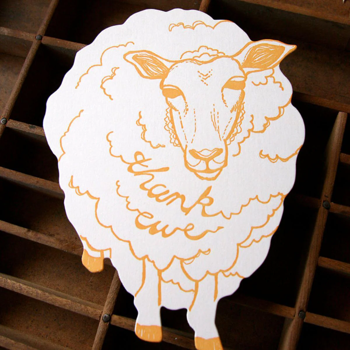Thank Ewe Letterpress Card - Image 3