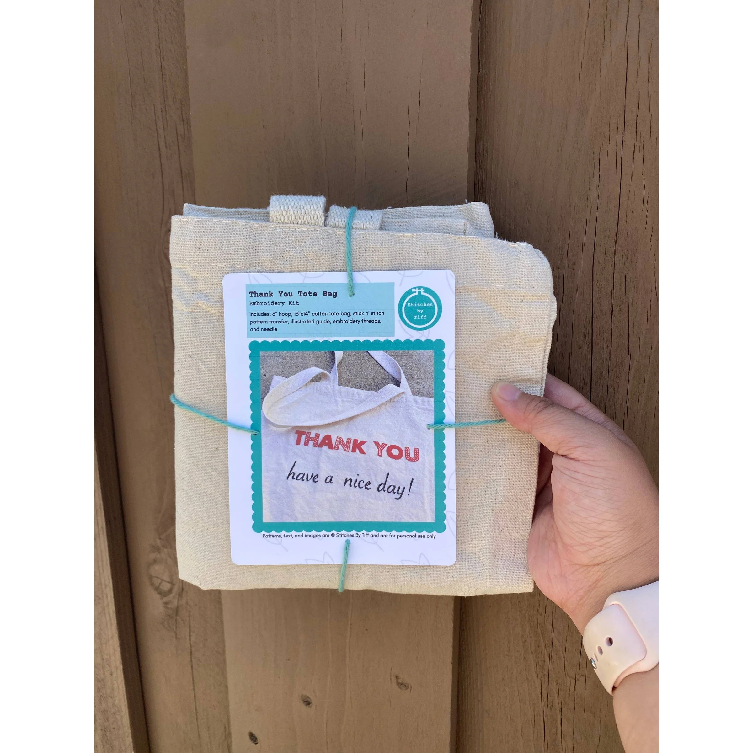 Thank You Tote Bag DIY Embroidery Kit - Image 2