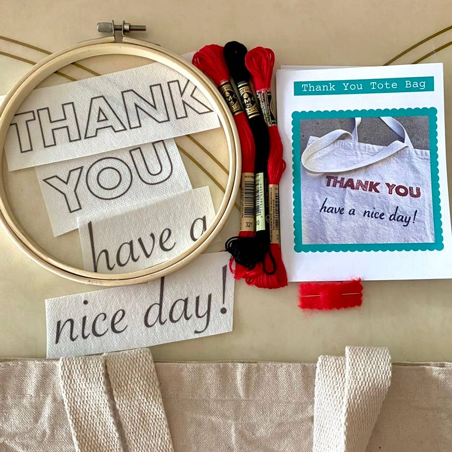 Thank You Tote Bag DIY Embroidery Kit - Image 3