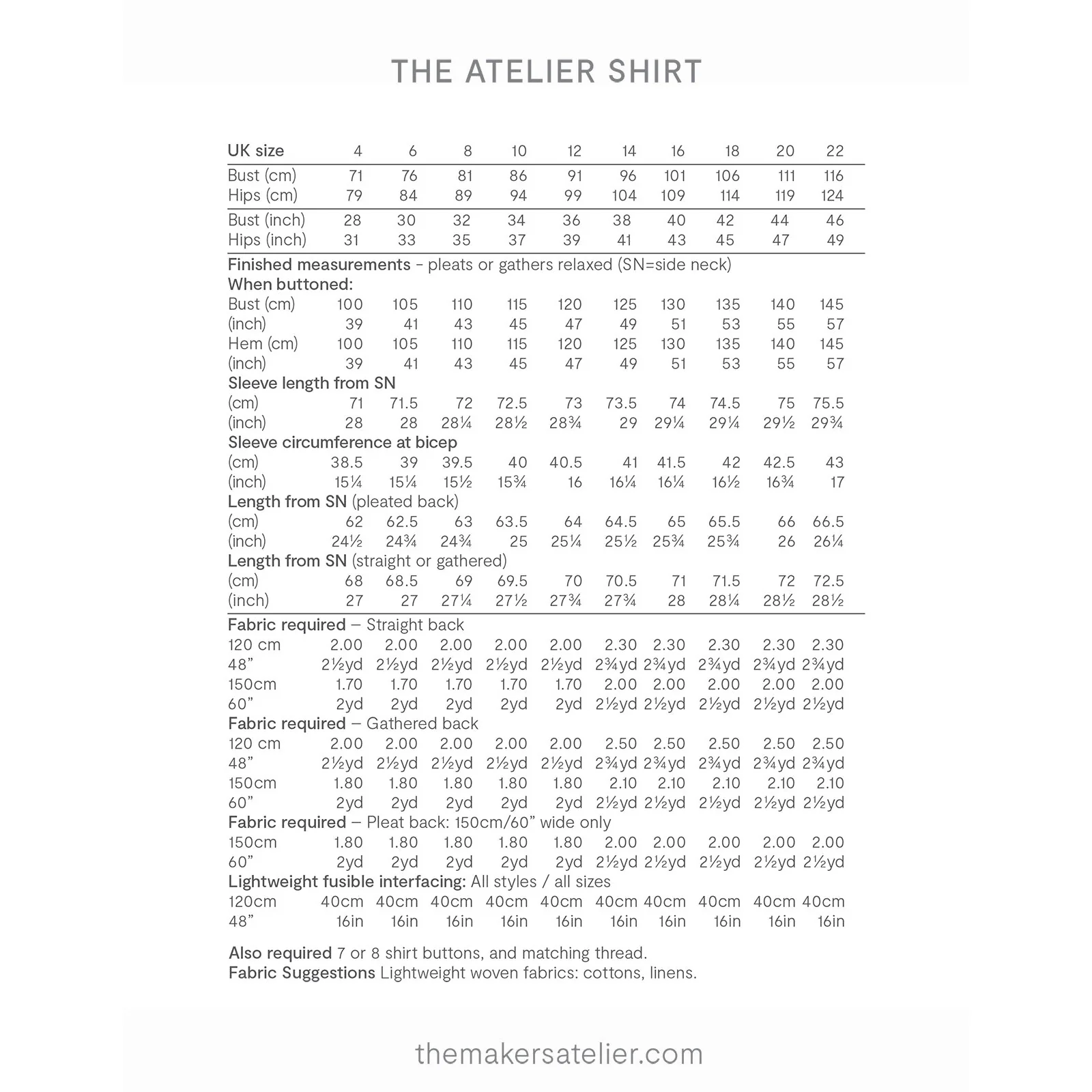 The Atelier Shirt Pattern - PDF DOWNLOAD - Image 11