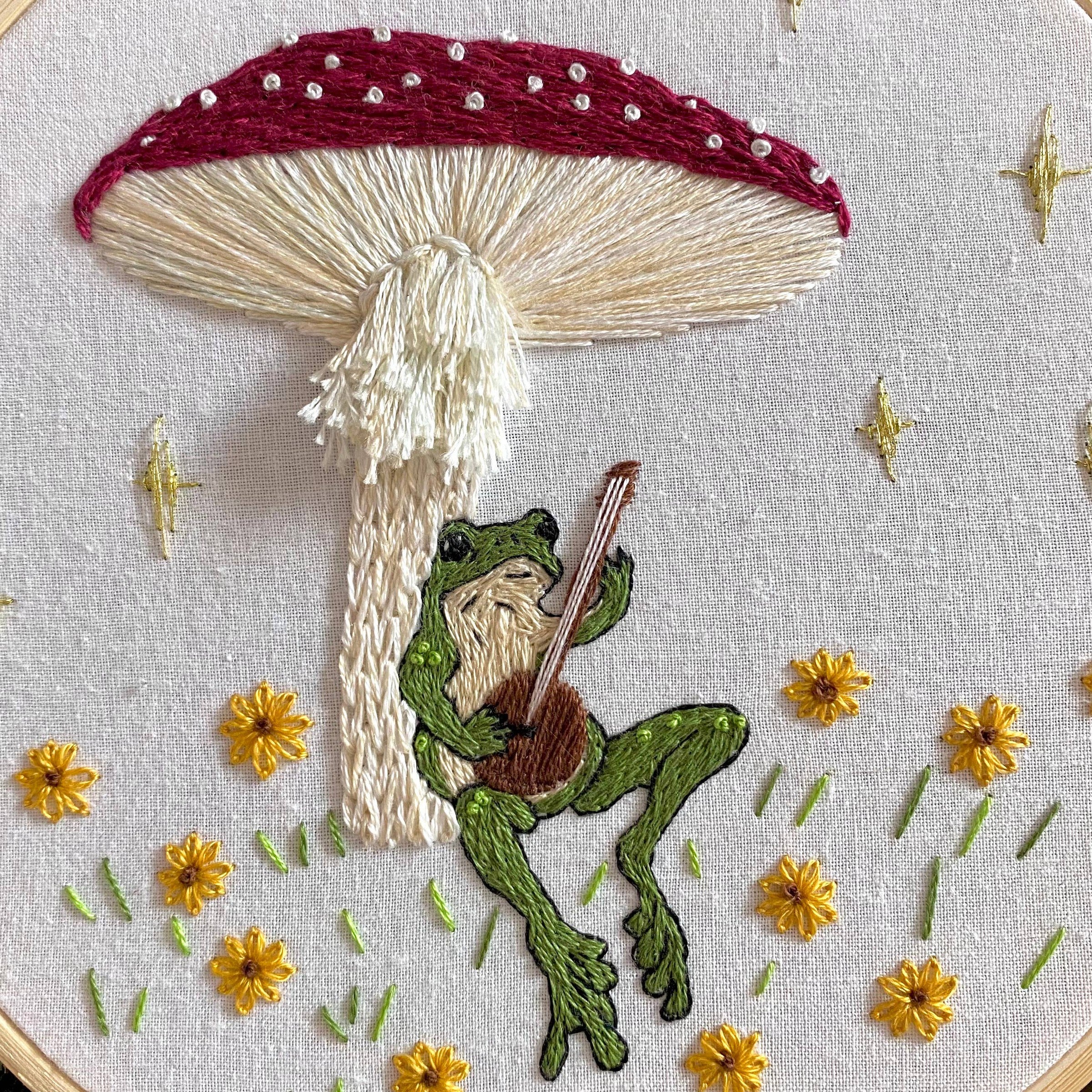 Toadstool Serenade Frog & Mushroom Embroidery Kit - Image 2
