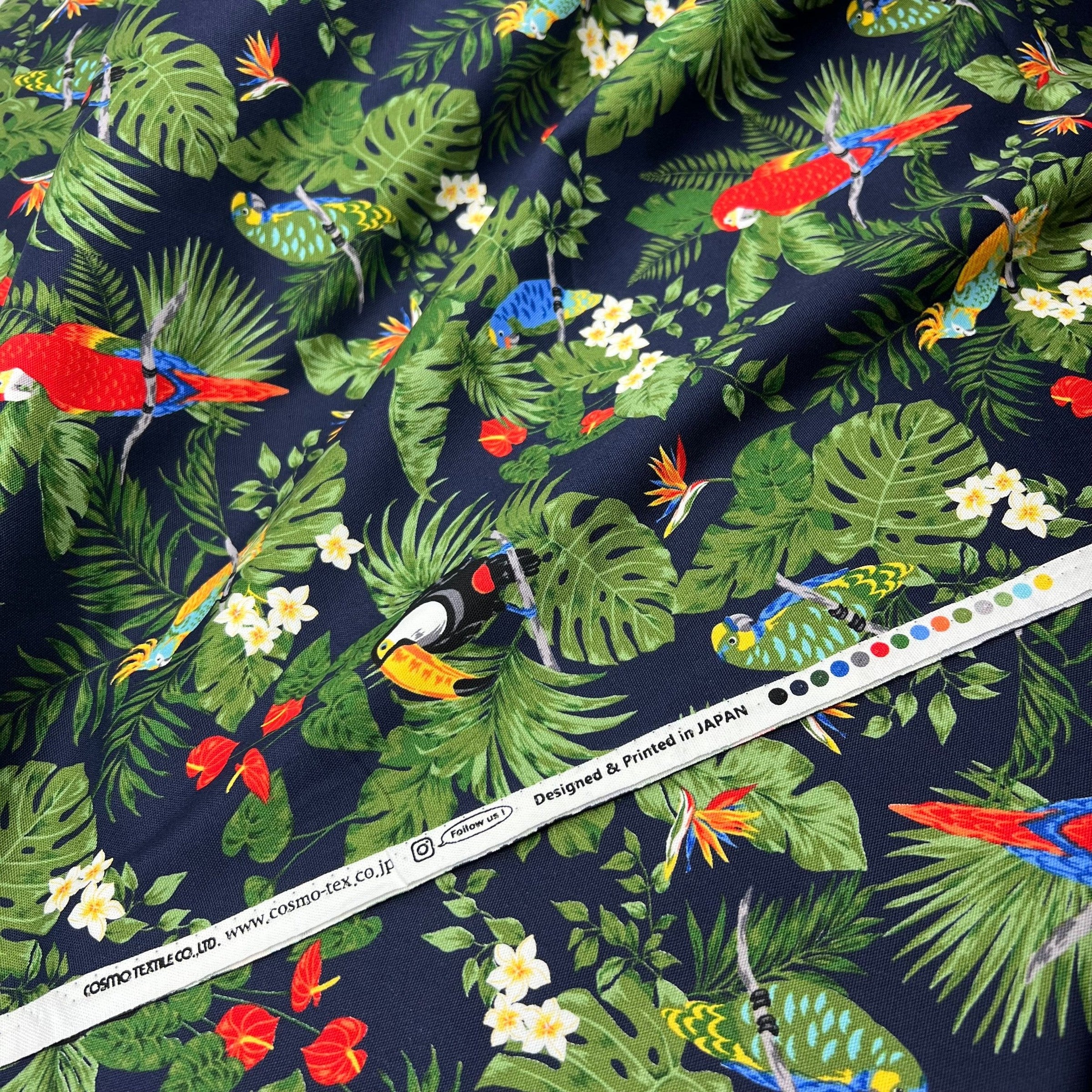 Tropical Parrots on Cotton Oxford - Image 2