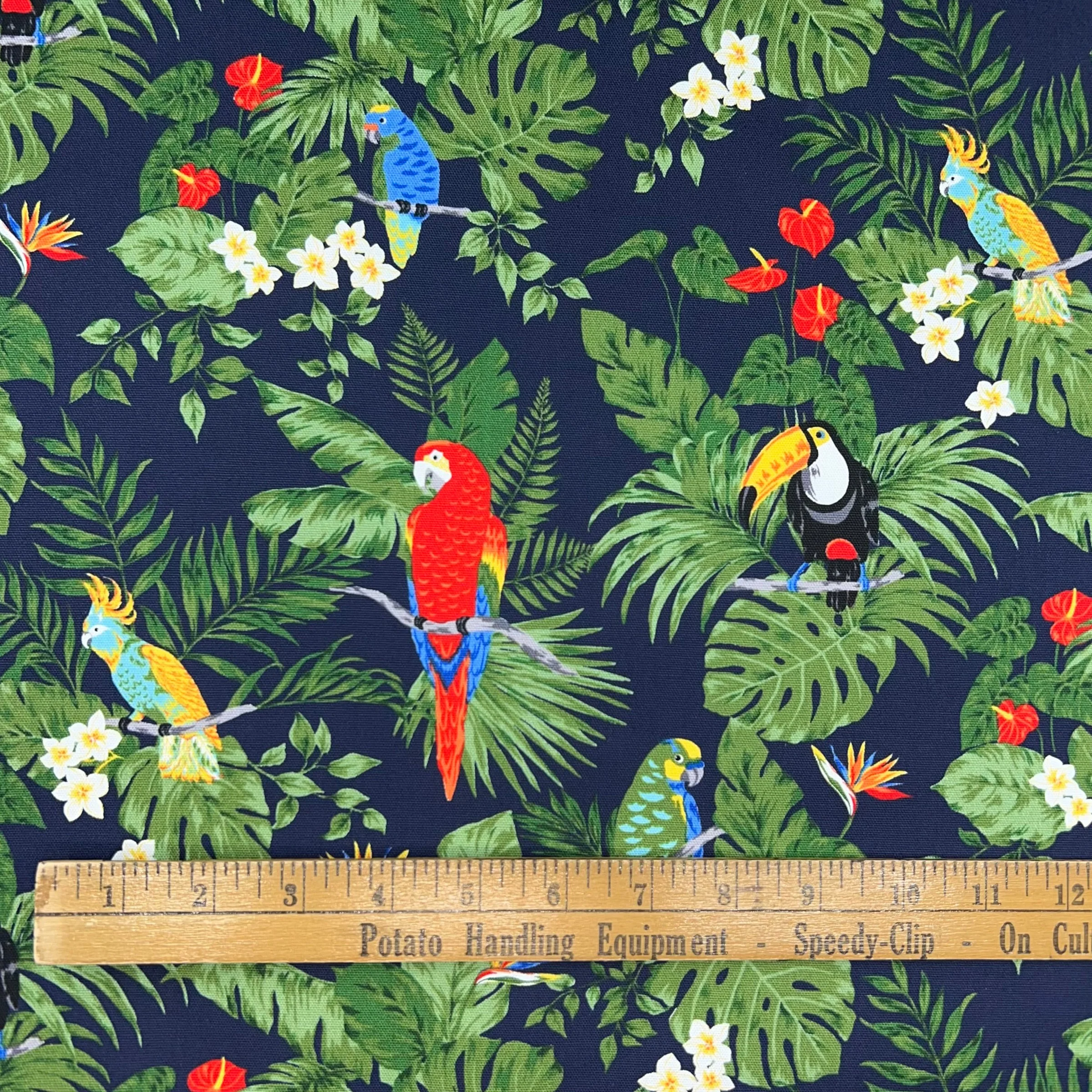 Tropical Parrots on Cotton Oxford - Image 3