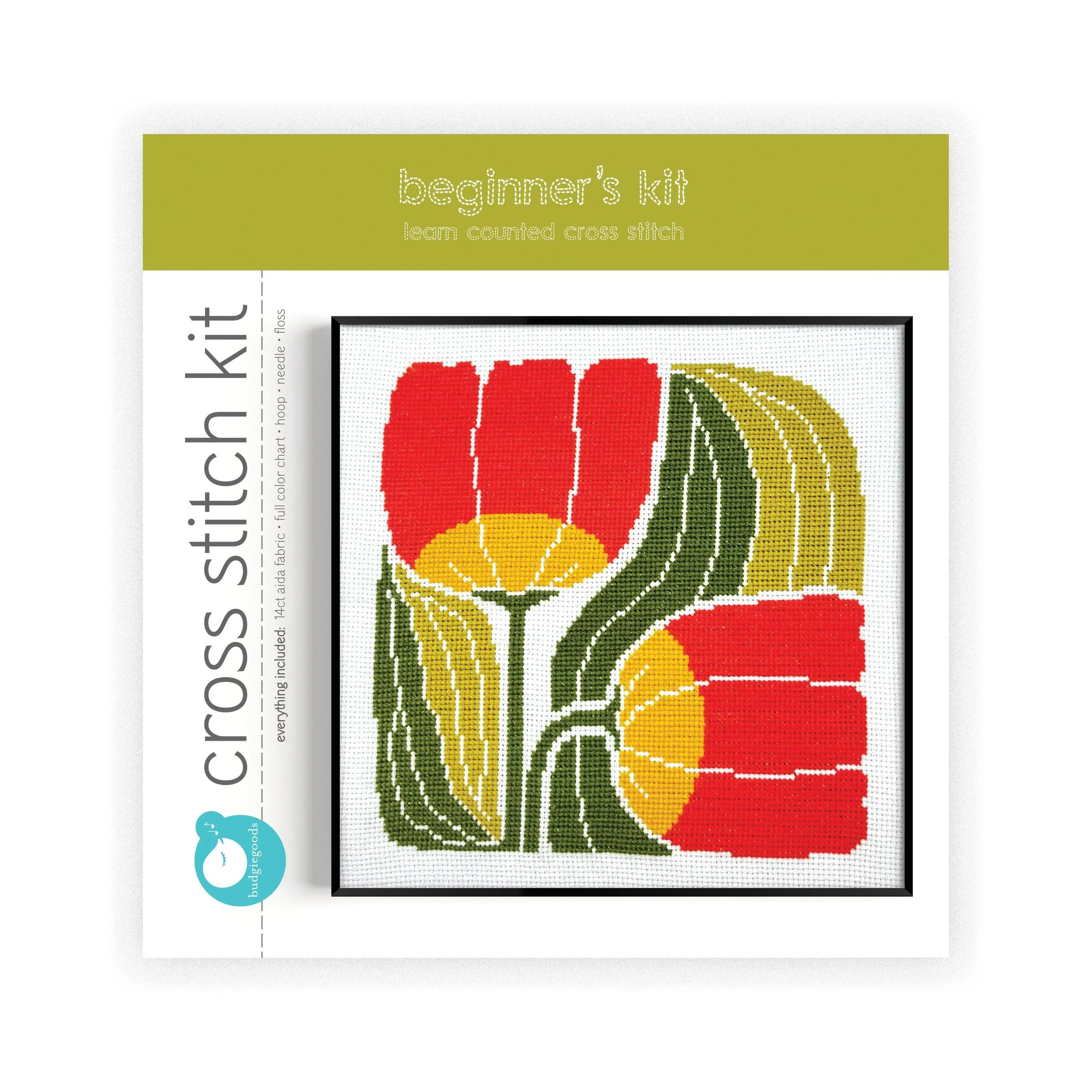 Twin Blooms Beginner Cross Stitch Kit  - Image 2
