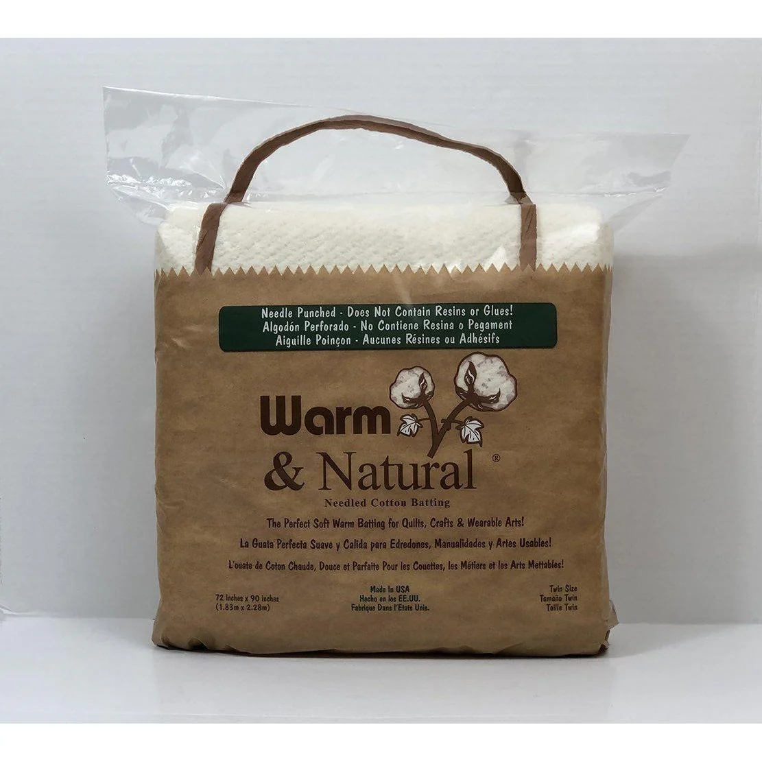 Twin Size Warm & Natural Quilt Batting - 72”x90”