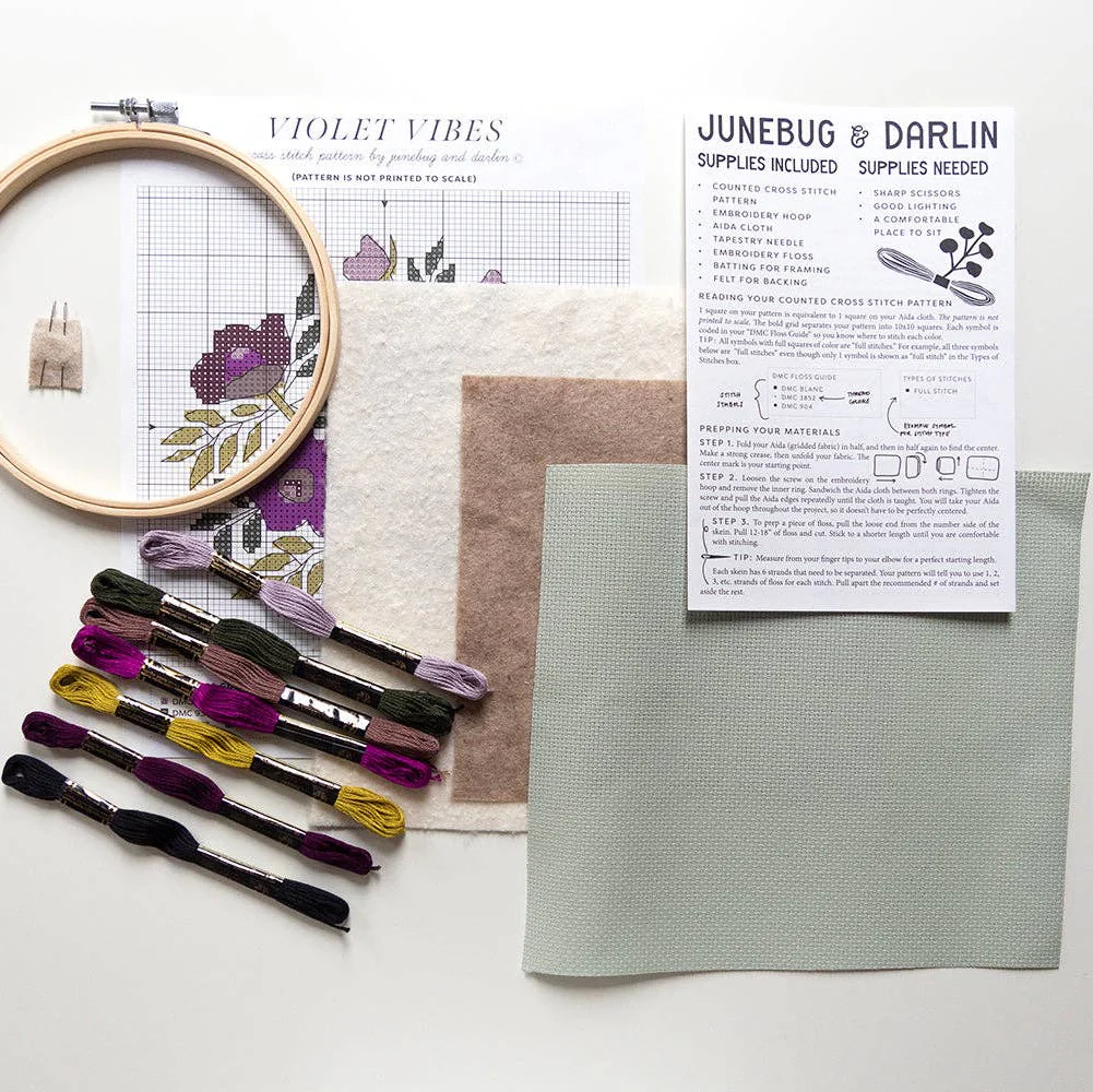 Violet Vibes, 6" Cross Stitch Kit - Image 2