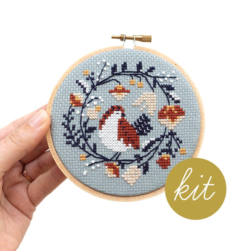 Winter Bird, 4" Cross Stitch Kit