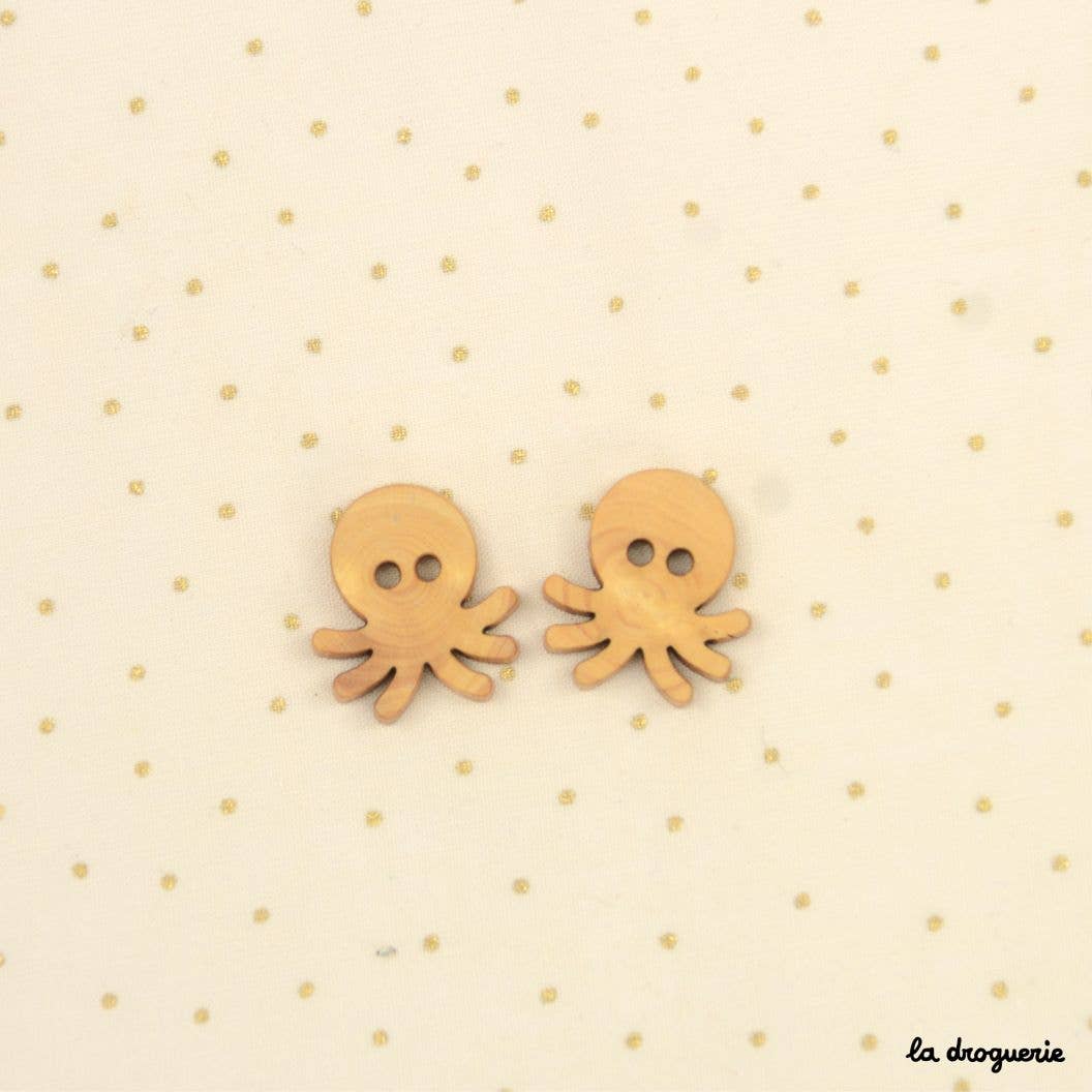 Wooden Octopus Button - 20mm