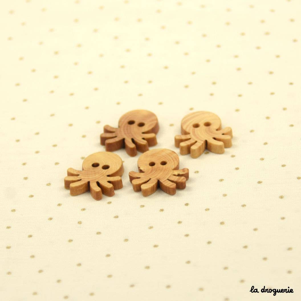 Wooden Octopus Button - 20mm - Image 2