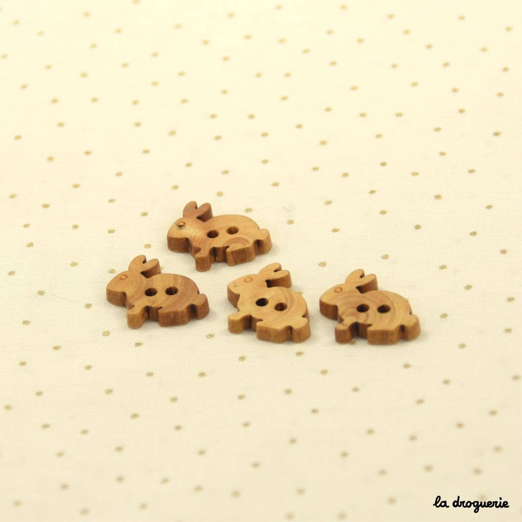 Wooden Rabbit Button - 20mm