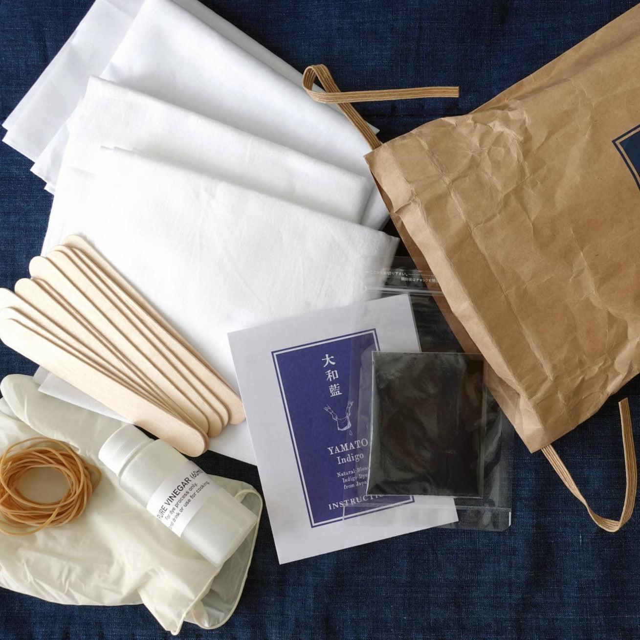 Yamato Indigo Shibori Kit (Bandana + Tenugui) - Image 2
