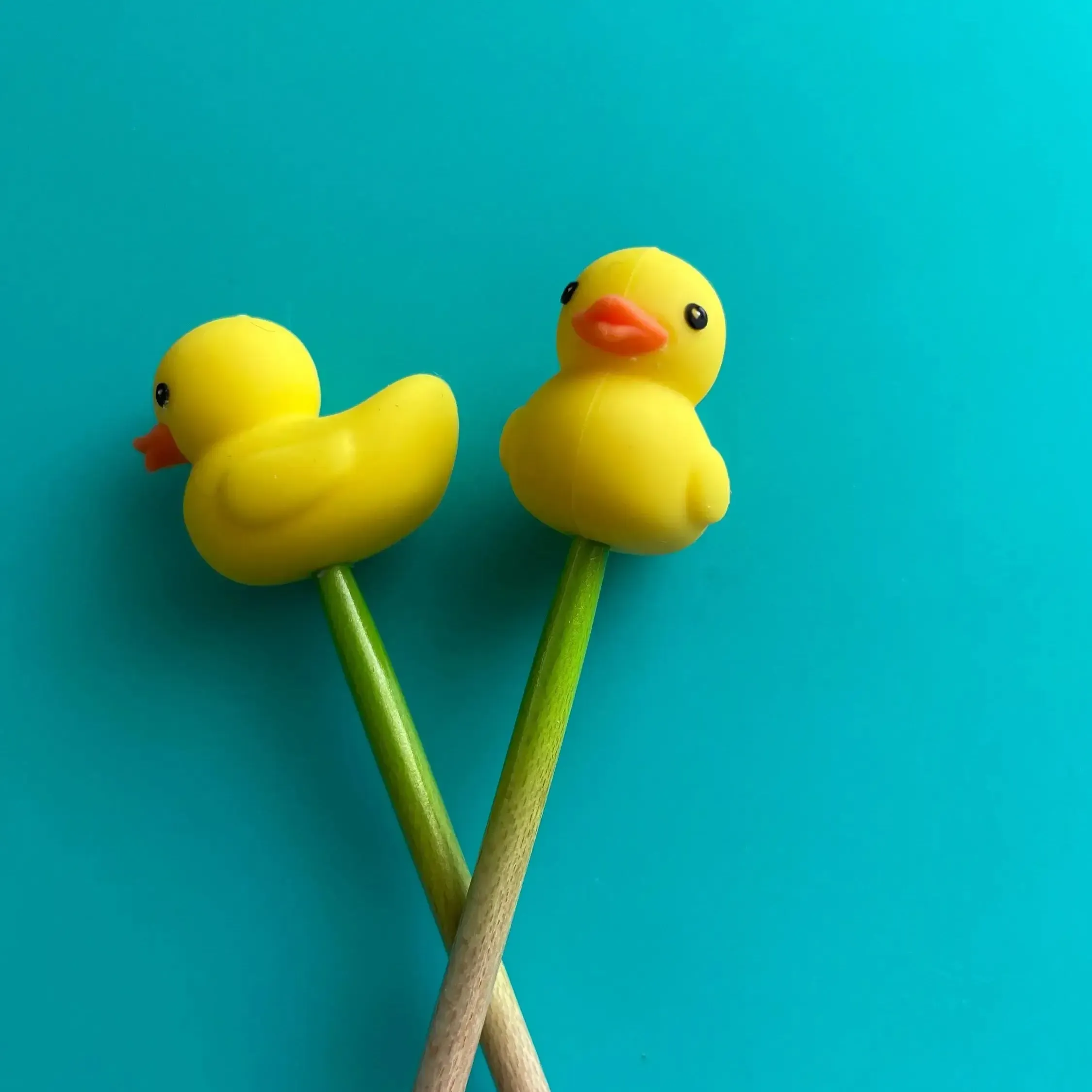 Yellow Rubber Duck Knitting Needle Point Protectors
